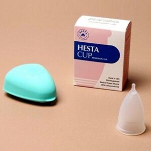 NEW Hesta Menstrual Feminine Hygiene Transparent CUP + SILICONE CASE Regular Sz